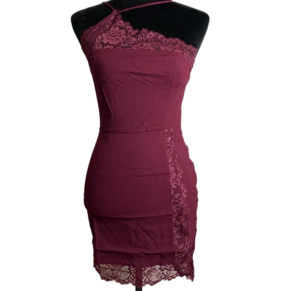 Free People Premonitions Mini Bodycon Lace Vetiver